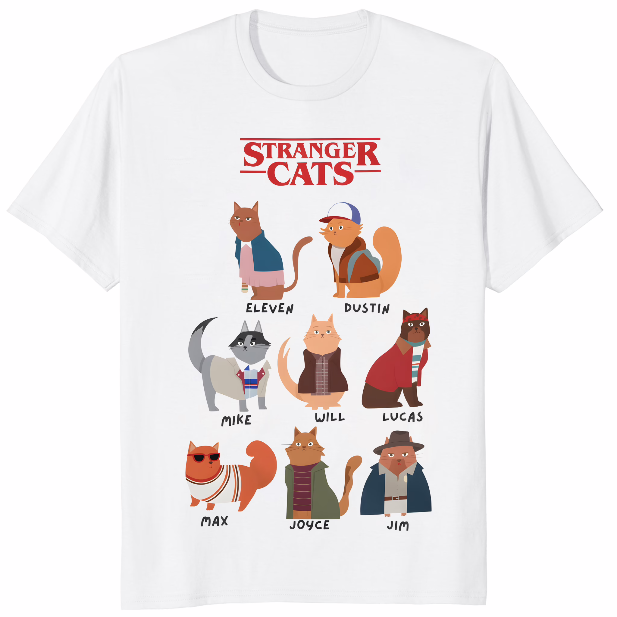 Stranger Cats Stranger Things Shirt 1 Stranger Cats Stranger Things Shirt white mockup graphic tee for cat lovers