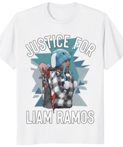 A person wearing the Justice For Liam Ramos T Shirt in a high-quality lifestyle setting.