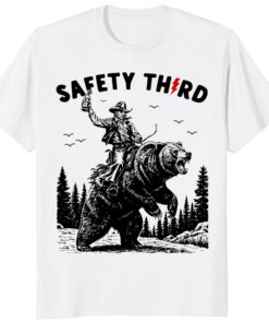Safety Third Bear Vintage Graphic T Shirt