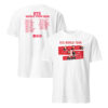 Front and back view of the BTS Army World Tour 2026 Retro T Shirt featuring Arirang tour dates and vintage distressed graphics.