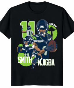 A high-quality navy blue Jaxon Smith-Njigba Seahawks Shirt featuring a minimalist JSN 11 design for Seattle fans.
