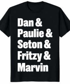 Dan Paulie Seton Fritzy Marvin Shirt featuring minimalist white text on a premium black garment.