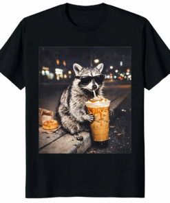 Raccoon Drinking Iced Coffee Shirt