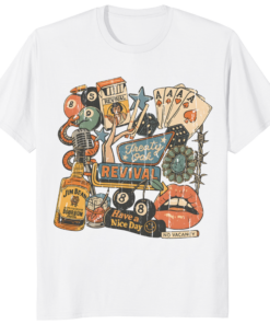 A high-quality graphic of the Treaty Oak Revival Country Music Western Cowboy Shirt featuring a vintage distressed design on a Comfort Colors tee.