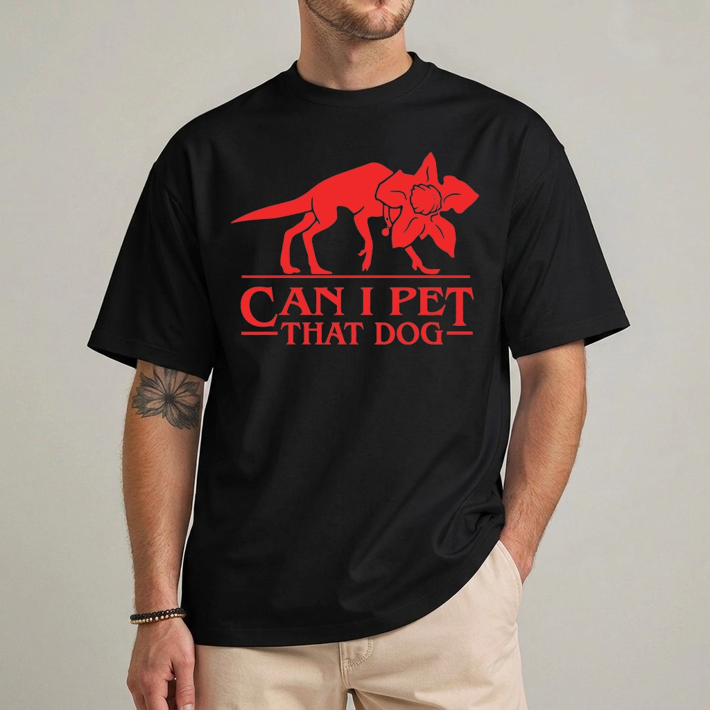 Can I Pet That Dog Demogorgon Shirt – Funny Tee 1 Can I Pet That Dog Demogorgon shirt with monster meme graphic