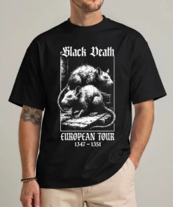 Black Death Tour Shirt black front gothic plague rat graphic