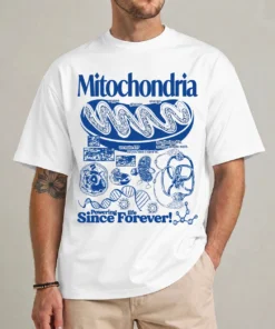 Mitochondria Shirt white front vintage retro biology cell diagram