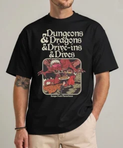 Fantasy food quest shirt front view — funny Y2K graphic mashup tee for DnD fans