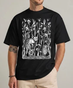 witchy gothic shirt zauberwald blackwork moth creature design front view