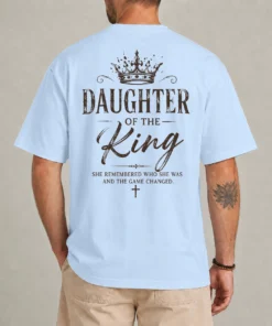 daughter of the king shirt christian faith crown cross design front view