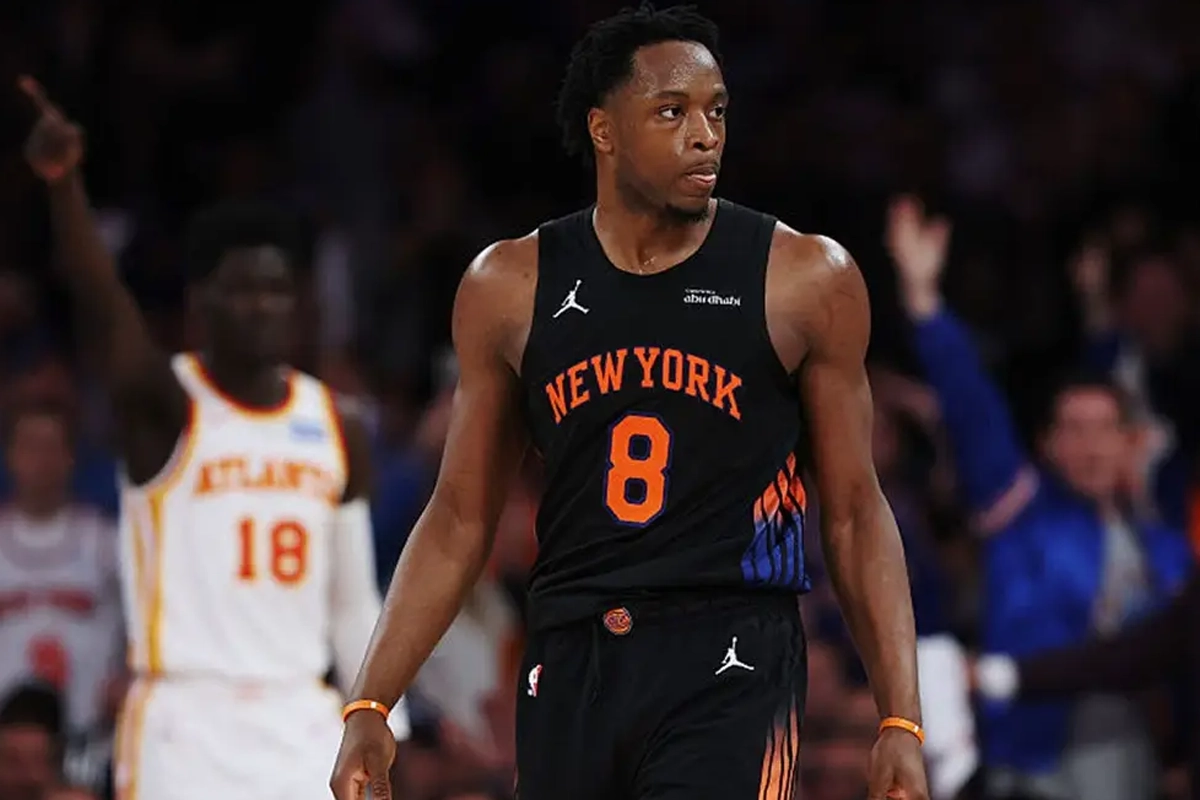 OG Anunoby and the Knicks Are One Win From the NBA Finals in 2026 6 OG Anunoby #8 New York Knicks during the 2026 NBA Playoffs Eastern Conference Finals run