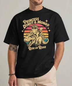 Dungeon Crawler Carl shirt featuring Princess Donut and Mongo, front view