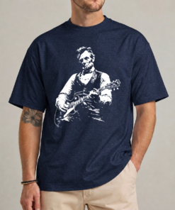 Funny Abraham Lincoln playing guitar shirt design detail