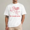 try again cupid shirt funny anti valentine graphic tee single life design front view