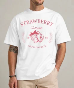 Vintage Strawberry Festival Shirt white front cottagecore fruit graphic