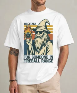 Cast Fireball shirt with sarcastic sorcerer illustration