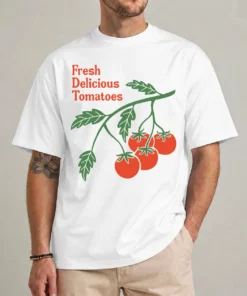 fresh delicious tomatoes shirt tomato vine graphic tee design front view