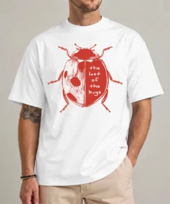 The Last Of The Bugs ladybug shirt with distressed stencil wordmark