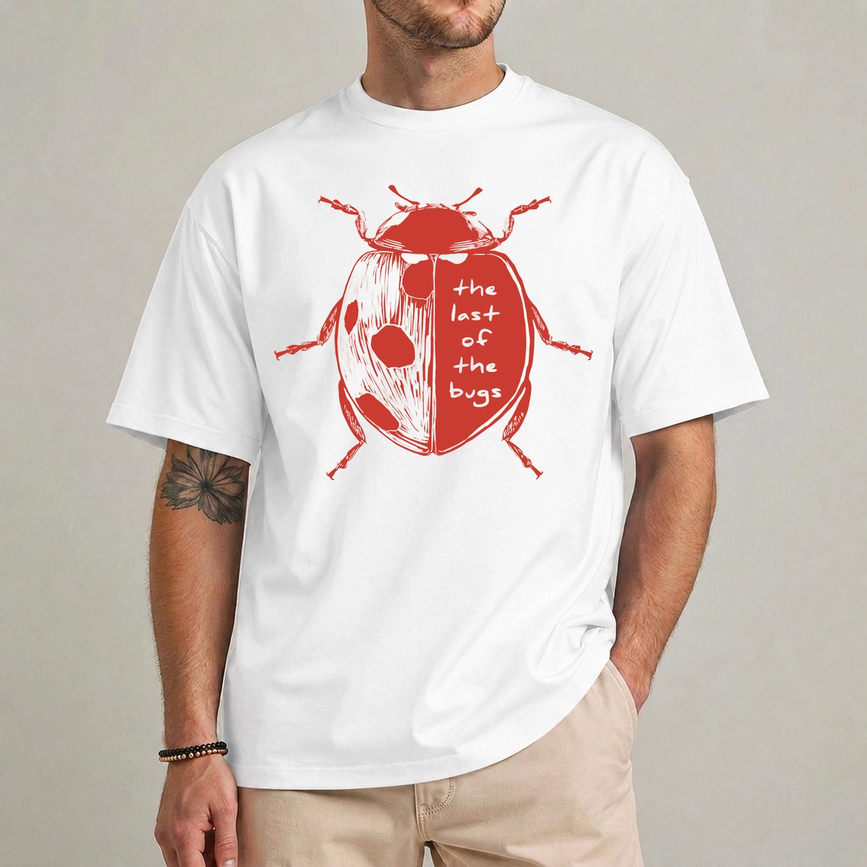 The Last Of The Bugs Ladybug Shirt – Crop Tee 1 The Last Of The Bugs ladybug shirt with distressed stencil wordmark