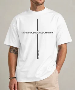 Fatherhood Is Kingdom Work shirt with minimalist cross and Proverbs 22:6 design