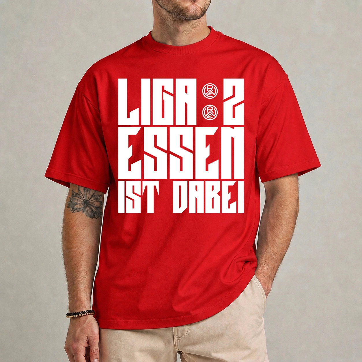 Rot-Weiss Essen Liga 2 Relegation 2026 Fan T-Shirt 1 Rot-Weiss Essen Liga 2 shirt red design detail relegation 2026