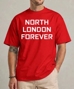 Arsenal champions shirt red front view North London Forever 2026 Premier League fan tee