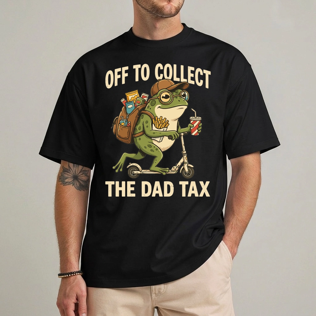 Dad Tax Frog Shirt – Funny Father's Day Tee 1 Dad Tax Frog shirt with retro frog graphic and dad joke text