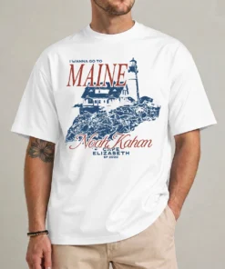 Vintage I Wanna Go To Maine shirt front view Cape Elizabeth folk tee