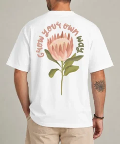 grow your own way shirt protea flower cottagecore boho design front view