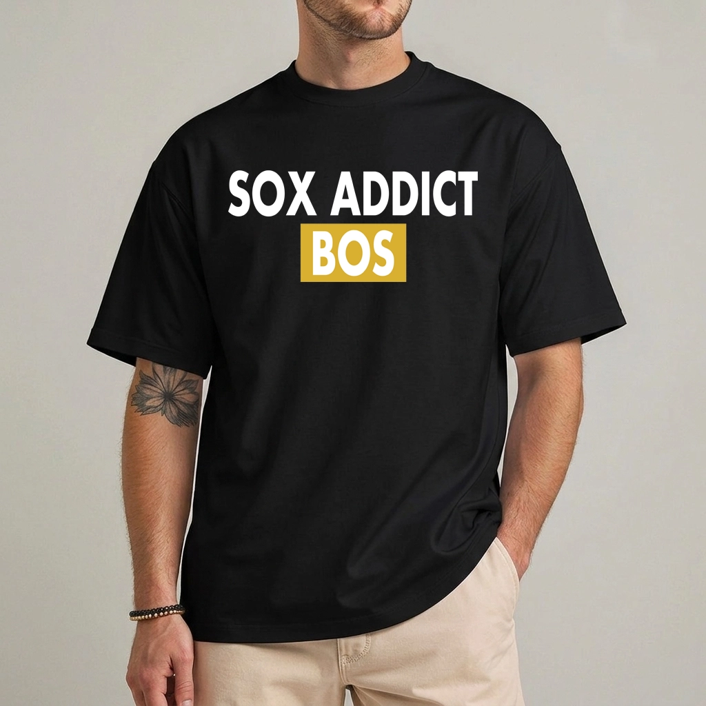 Sox Addict BOS Baseball Fan T-Shirt Boston Tee 1 Sox Addict Shirt black gift idea Boston baseball fan BOS tee