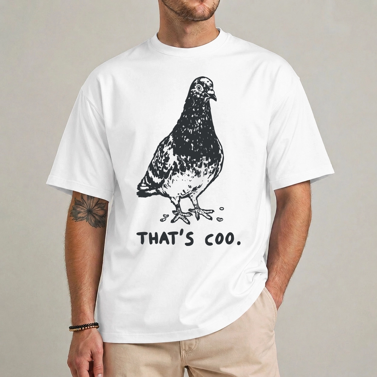 That's Coo Funny Pigeon Shirt — Vintage Bird Pun Tee 1 That's coo funny pigeon shirt with vintage illustration, front view