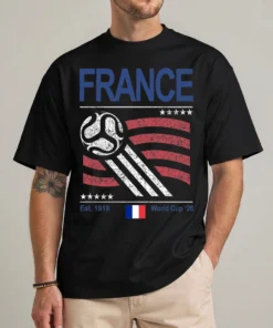 France World Cup shirt black front view 2026 soccer fan Les Bleus graphic tee