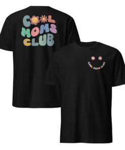 Cool moms club shirt with bold graphic design, front view