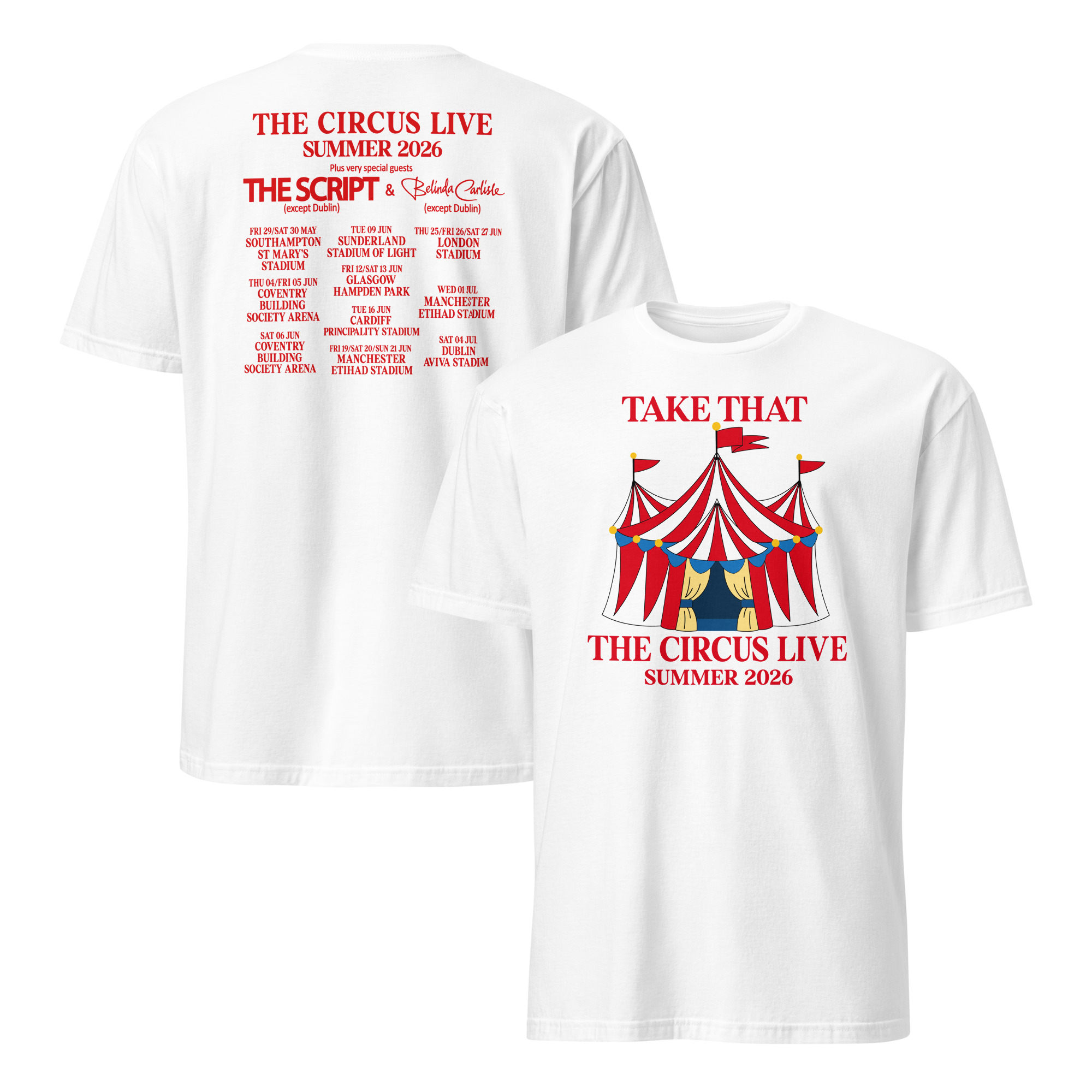 The Circus Live Tour 2026 Classic UK Stadium Concert Shirt 1 White Circus Live Tour Shirt worn at summer concert