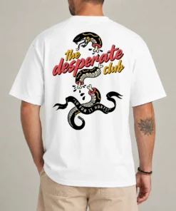 Desperado Club shirt with tattoo-style snake illustration back print