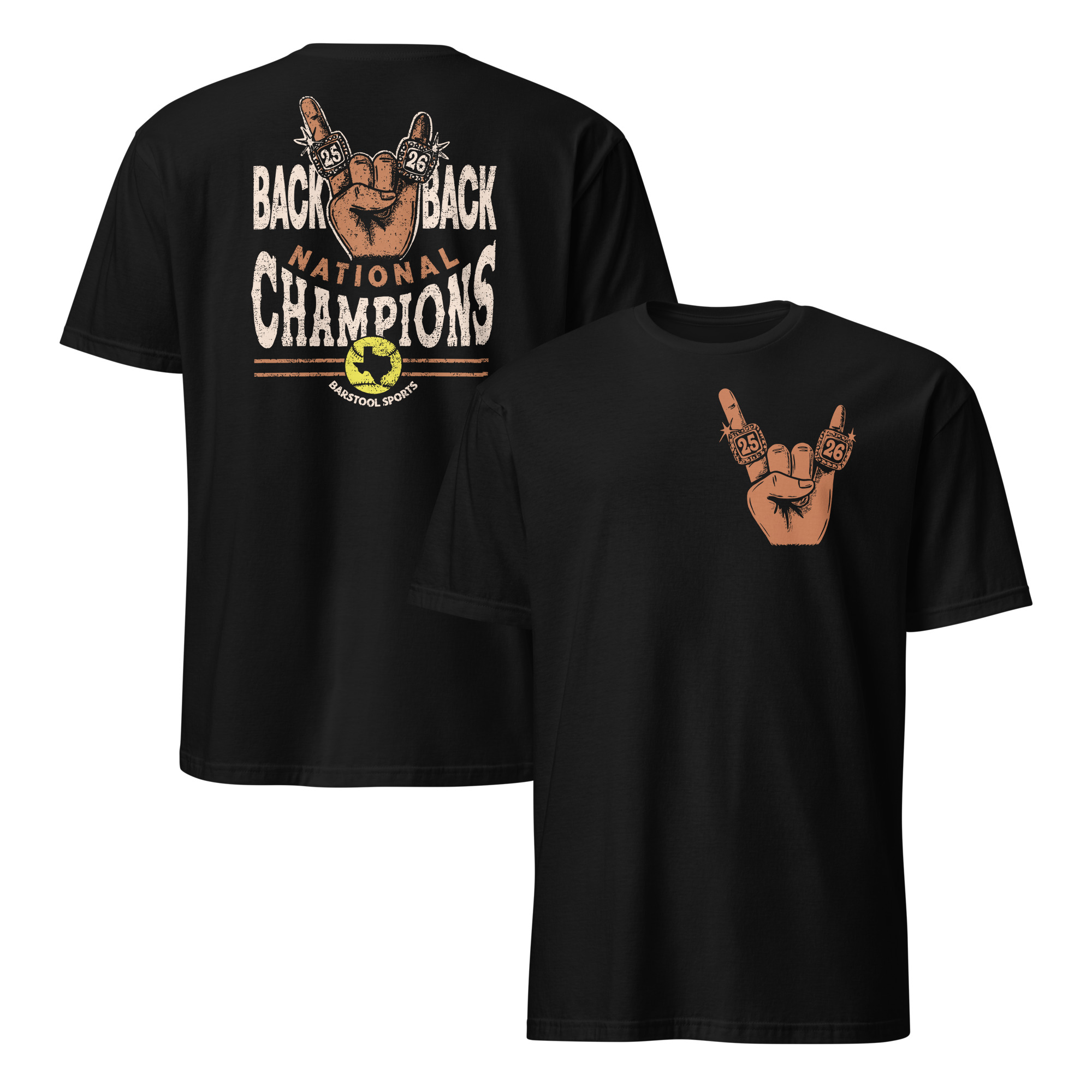 Texas Softball Champions Shirt | Back-to-Back 2026 1 Texas softball champions shirt — back-to-back 2026 WCWS fan graphic tee front view