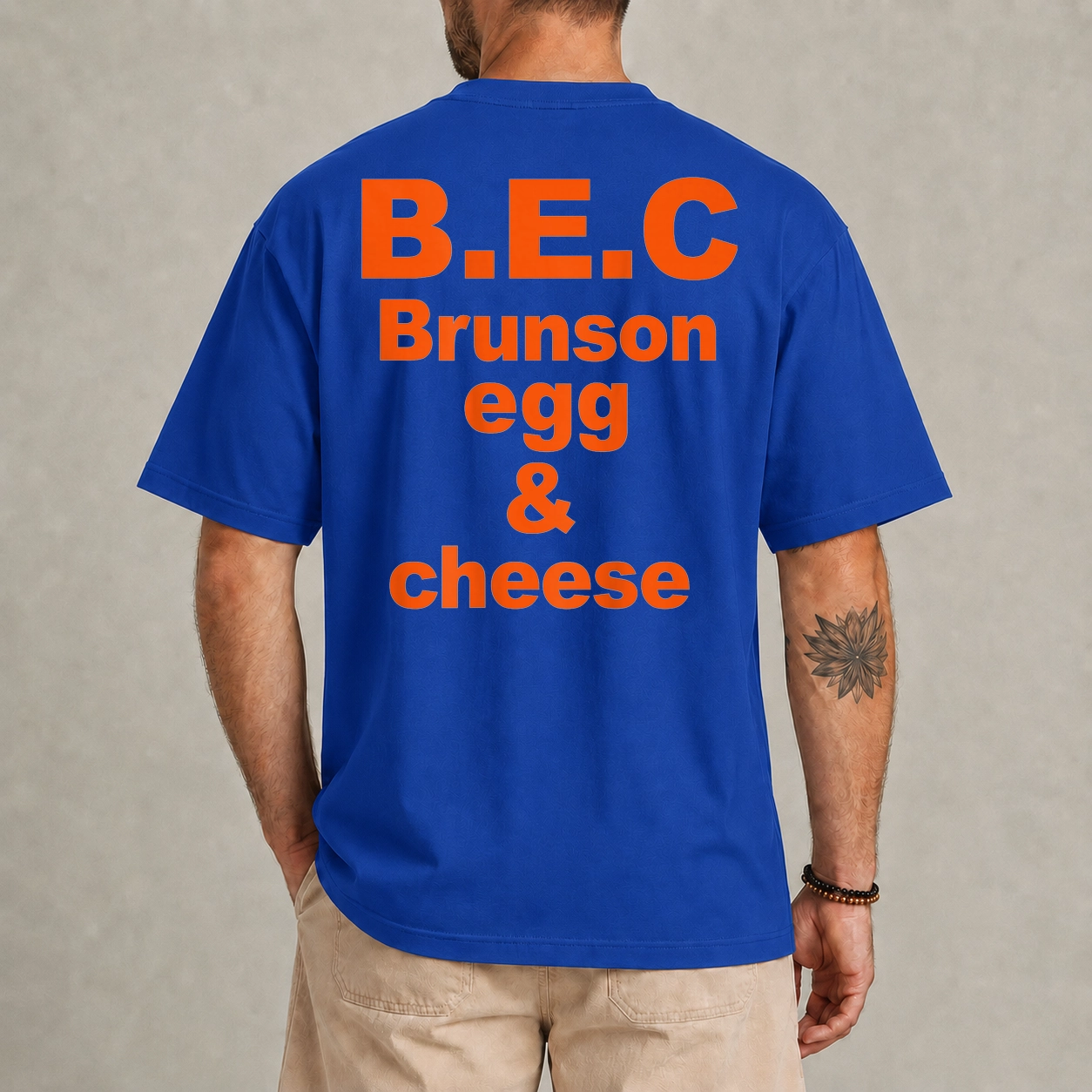 B.E.C Brunson Egg & Cheese (ON Back) T-Shirt 1 BEC Brunson Egg and Cheese New York Fan T-Shirt front view - BEC Brunson t-shirt