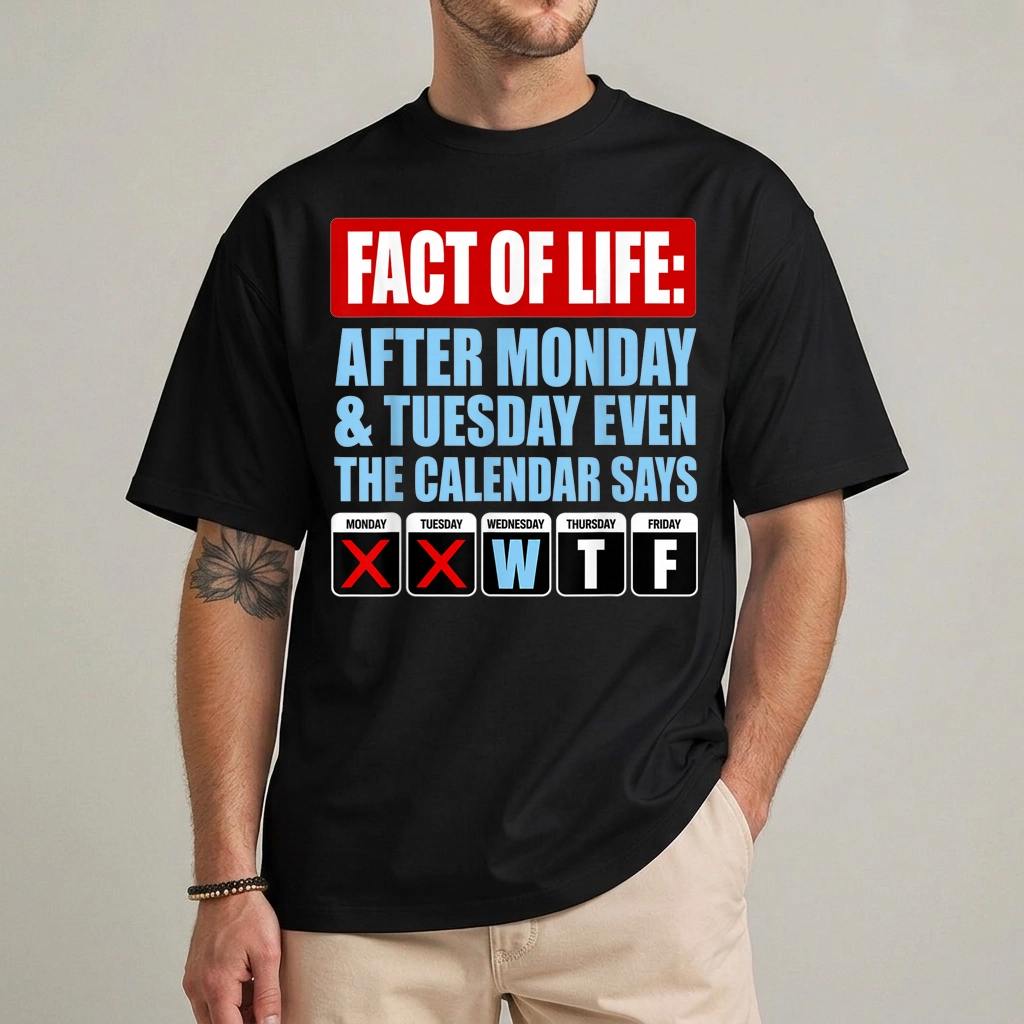 Fact of Life Calendar Says WTF Humor T-Shirt 1 Calendar Says WTF Funny T-Shirt front view