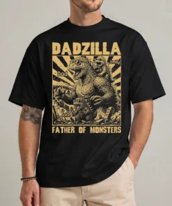 Dadzilla tee front view father of monsters funny dad graphic shirt