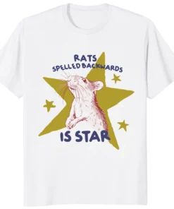 Rats Spelled Backwards Shirt front view funny wordplay graphic tee
