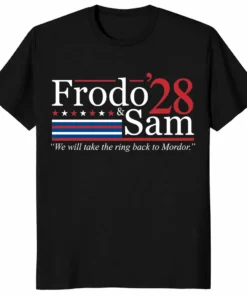 Frodo Sam 2028 Shirt front view funny LOTR election graphic tee