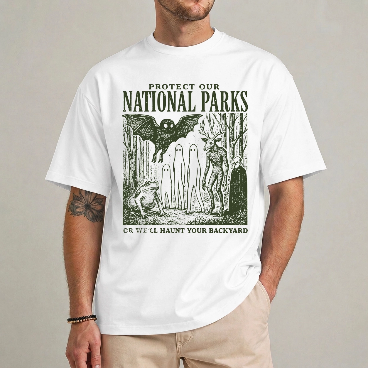 Protect Our Parks Tee - Cryptidcore Hiking Graphic Shirt 1 Protect our parks tee front view cryptidcore hiking graphic shirt