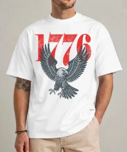 1776 Bald Eagle 250th Anniversary shirt front view retro patriotic American graphic tee