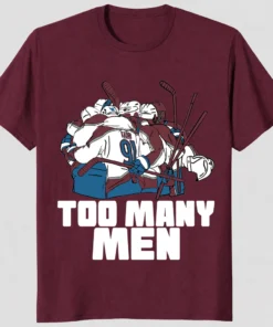 Too Many Men Shirt front view hockey graphic tee