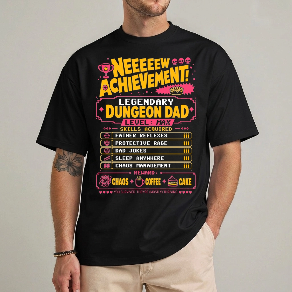 Legendary Dungeon Dad T-Shirt | Gamer Father's Day Gift 1 Legendary dungeon dad shirt front view — gamer father's day gift tee