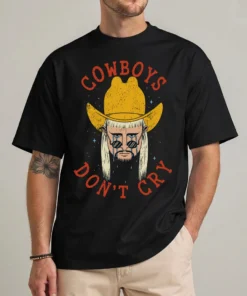 cowboys don't cry shirt front view oliver tree tribute graphic tee