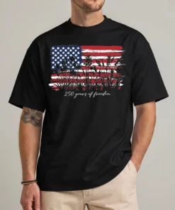 patriotic women shirt 250 years of freedom wildflower floral tee front view