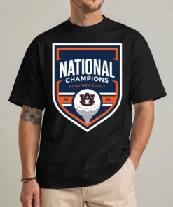 Auburn golf national champions shirt — 2026 NCAA men's golf champs fan graphic tee front view