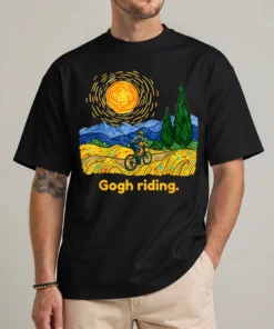 Gogh Riding Funny Van Gogh Cycling Art T-Shirt front view