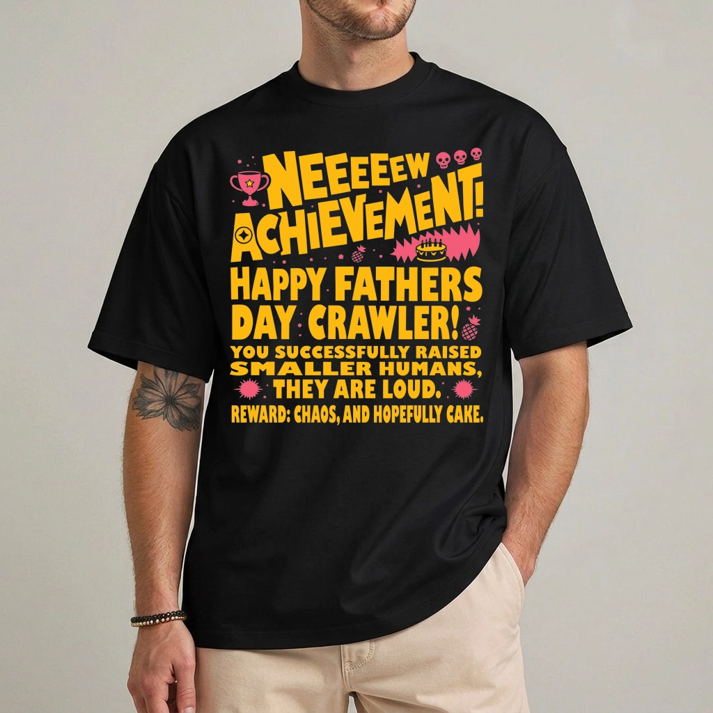 Unlock This: New Achievement Gamer Dad Fathers Day Shirt 1 Happy Fathers Day Crawler New Achievement Gamer Dad USA T-Shirt front view
